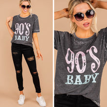 Load image into Gallery viewer, 90's Baby Gray Acid Wash Graphic Tee