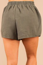 Load image into Gallery viewer, Make You Happy Olive Green Pleated Shorts
