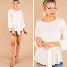 Load image into Gallery viewer, All That You Do Almond White Tied Waist Top