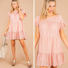 Load image into Gallery viewer, Talk About Sweet Blush Pink Eyelet Dress