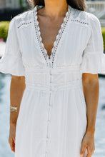 Load image into Gallery viewer, Beautiful Mornings White Crochet Midi Dress