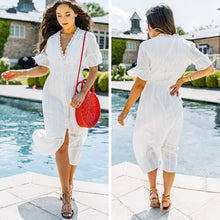 Load image into Gallery viewer, Beautiful Mornings White Crochet Midi Dress