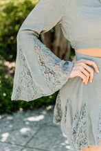 Load image into Gallery viewer, Feeling Fine Olive Green Lace Crop Top