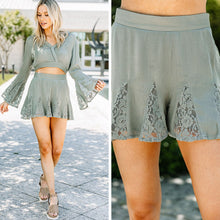 Load image into Gallery viewer, Feeling Fine Olive Green Lace Shorts
