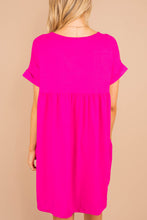 Load image into Gallery viewer, At Peace Fuchsia Pink Babydoll Dress