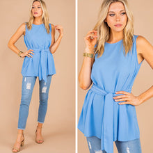 Load image into Gallery viewer, Found Your Fab Periwinkle Blue Tied Waist Tank