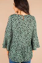 Load image into Gallery viewer, At All Hours Dark Sage Green Leopard Top