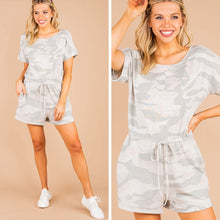 Load image into Gallery viewer, Feeling At Ease Oatmeal White Camo Romper