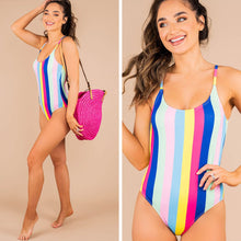 Load image into Gallery viewer, Beachy Babde Blue Striped One Piece Swimsuit