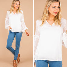 Load image into Gallery viewer, Ready For Business White Swiss Dot Top