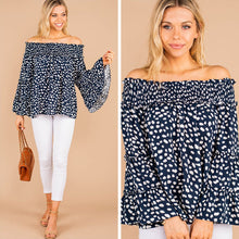 Load image into Gallery viewer, Better When We're Together Navy Blue Leopard Top