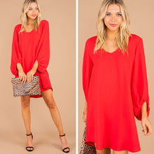 Load image into Gallery viewer, Loud And Clear Red Bubble Sleeve Dress