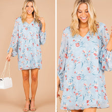 Load image into Gallery viewer, A Happy Place Light Blue Floral Dress