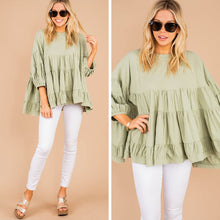 Load image into Gallery viewer, In My Feels Sage Green Tiered Top