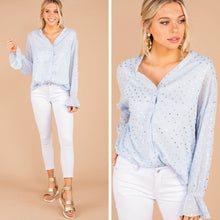 Load image into Gallery viewer, Steal Your Love Cloud Blue Polka Dot Top