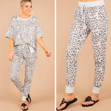 Load image into Gallery viewer, Stay For More Heather Gray Leopard Joggers