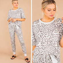 Load image into Gallery viewer, Stay For More Heather Gray Leopard Top