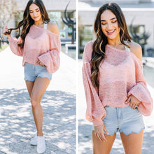 Load image into Gallery viewer, Make It Known Peach Pink Bubble Sleeve Sweater