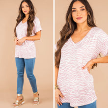 Load image into Gallery viewer, On The Go Pink Zebra Pocket Tee