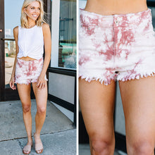 Load image into Gallery viewer, Everything Is Alright Rose Pink Denim Tie Dye Shorts
