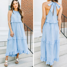 Load image into Gallery viewer, Be The Goal Sky Blue Tiered Midi Dress