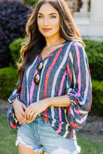 Load image into Gallery viewer, Catch My Drift Navy Blue Striped Top