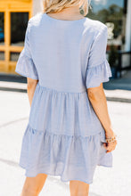 Load image into Gallery viewer, Thanks For Noticing Dusty Blue Babydoll Dress