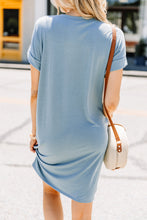 Load image into Gallery viewer, Catch My Drift Blue Gray T-shirt Dress