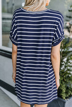 Load image into Gallery viewer, This Is No Joke Navy Blue Striped Top
