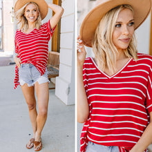 Load image into Gallery viewer, This Is No Joke Ruby Red Striped Top