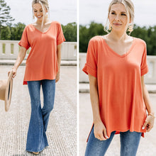 Load image into Gallery viewer, Make Your Life Easy Ash Copper Orange V-neck Top