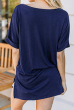 Load image into Gallery viewer, Make Your Life Easy Navy Blue V-neck Top