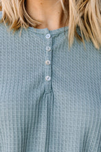Load image into Gallery viewer, Happy Home Sage Green Waffle Pajama Top