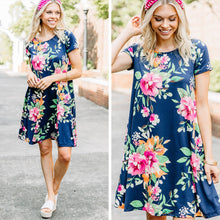 Load image into Gallery viewer, Presentation Of Posh Navy Blue Floral Dress