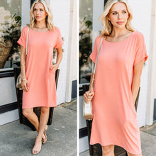 Load image into Gallery viewer, Get To Know Me Deep Coral Orange T-shirt Dress