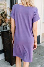 Load image into Gallery viewer, Get To Know Me Lilac Gray T-shirt Dress