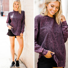 Load image into Gallery viewer, Come Around Blackberry Purple Mineral Wash Sweatshirt