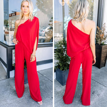 Load image into Gallery viewer, Fab Opportunities Red One Shoulder Jumpsuit