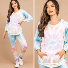Load image into Gallery viewer, Let's Get Real Blue Tie Dye Hoodie