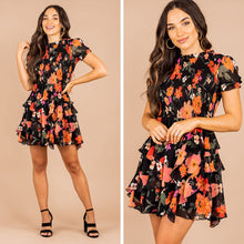 Load image into Gallery viewer, Can't Slow Down Black Floral Dress