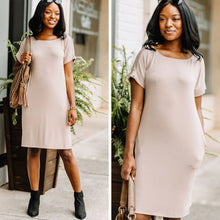 Load image into Gallery viewer, Get To Know Me Ash Mocha Brown T-shirt Dress