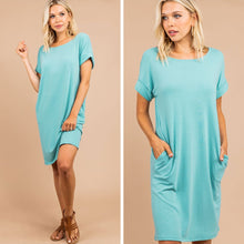 Load image into Gallery viewer, Get To Know Me Ash Mint Green T-shirt Dress
