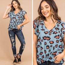 Load image into Gallery viewer, Tell Me More Blue Leopard Top