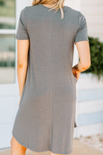 Load image into Gallery viewer, Lean On Me Mid Gray T-shirt Dress