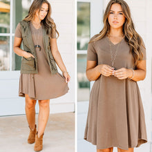 Load image into Gallery viewer, Lean On Me Mocha Brown T-shirt Dress