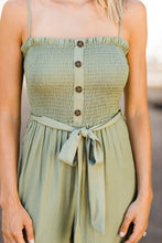 Load image into Gallery viewer, All About You Olive Smocked Jumpsuit