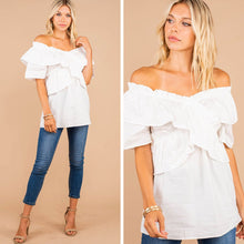 Load image into Gallery viewer, Run Away White Ruffled Top
