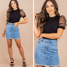 Load image into Gallery viewer, So Enchanting Black Puff Sleeve Top