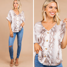 Load image into Gallery viewer, Making Plans Taupe Brown Snake Top