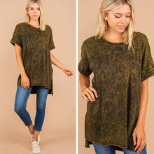 Load image into Gallery viewer, Come Around Olive Green Mineral Wash Top